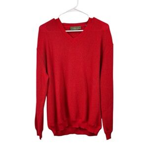 Peru Unlimited Size Large Red V Neck Baby Alpaca Wool Blend Sweater
